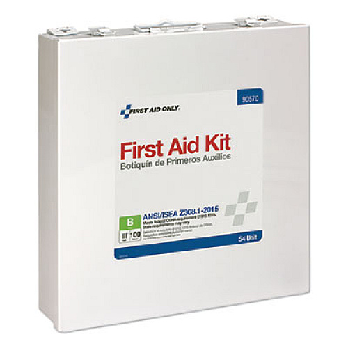 First Aid Only Unitized ANSI 2015 Compliant Class B Type III First Aid Kit for 100 People, 217 Pieces, Metal Case (90570)