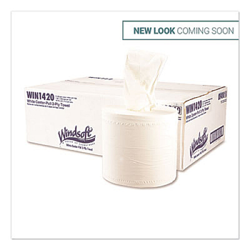 Windsoft Center-Flow Perforated Paper Towel Roll, 7.3 x 15, White, 6 Rolls/Carton (1420B)