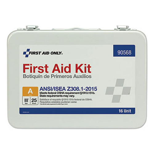 First Aid Only Unitized ANSI Compliant Class A Type III First Aid Kit for 25 People, 84 Pieces, Metal Case (90568)