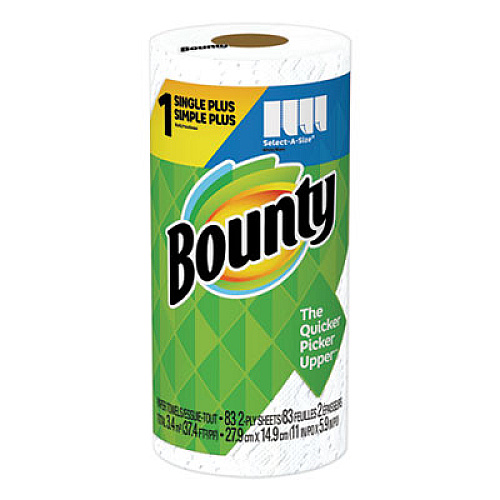 Bounty SELECT-A-SIZE PAPER TOWELS, 2-PLY, WHITE, 5.9 X 11, 83 SHEETS/ROLL, 24 ROLLS/CARTON (47792)