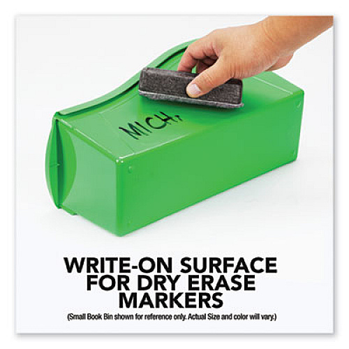 Storex Interlocking Book Bins with Clear Label Pouches, 4.75" x 12.63" x 7", Assorted Colors, 5/Pack (70105U06C)