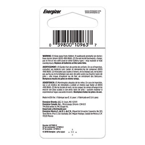 Energizer 377 Silver Oxide Button Cell Battery, 1.5 V, 2/Pack (377BPZ2)