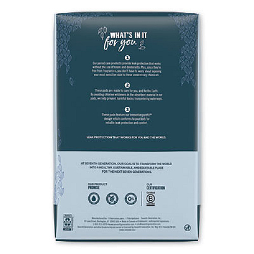 Seventh Generation CHLORINE-FREE MAXI PADS, REGULAR, 24/PACK, 12 PACKS/CARTON (45000)