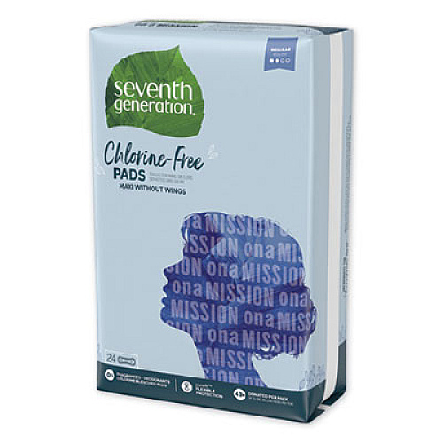 Seventh Generation CHLORINE-FREE MAXI PADS, REGULAR, 24/PACK, 12 PACKS/CARTON (45000)