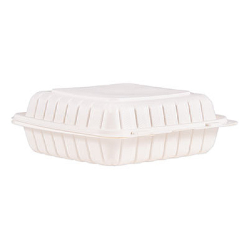 ProPlanet by Dart Hinged Lid Containers, Single Compartment, 9 x 8.8 x 3, White, 150/Carton (90MFPPHT1)
