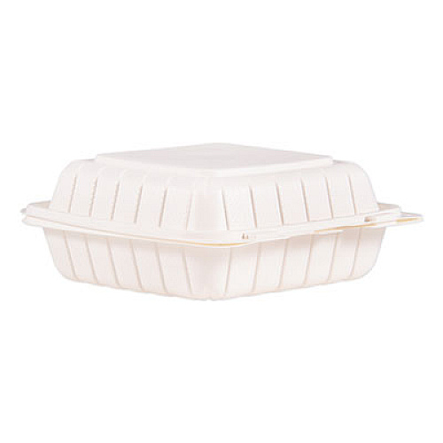 ProPlanet by Dart Hinged Lid Containers, Single Compartment, 8.3 x 8 x 3, White, 150/Carton (85MFPPHT1)
