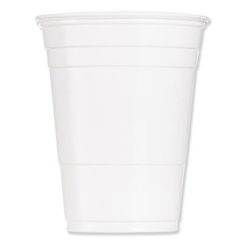 Dart Solo Party Plastic Cold Drink Cups, 16 oz to 18 oz, White, 50/Bag, 20 Bags/Carton (P16W)