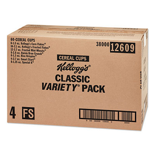 Kellogg's BREAKFAST CEREAL - SINGLE SERVE, CLASSIC ASSORTMENT, 2.1 OZ CUP, 60/CARTON (2757054)