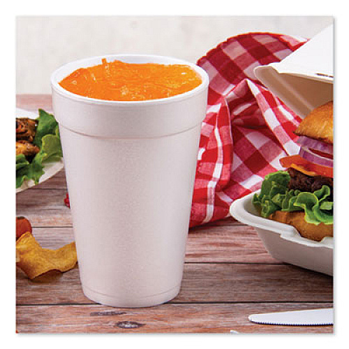 Dart Foam Drink Cups, 16 oz., White, 25/Bag, 40 Bags/Carton (16J16)
