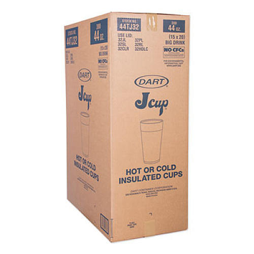 Dart Foam Drink Cups, 44 oz, White, 20/Sleeve, 15 Sleeves/Carton (44TJ32)