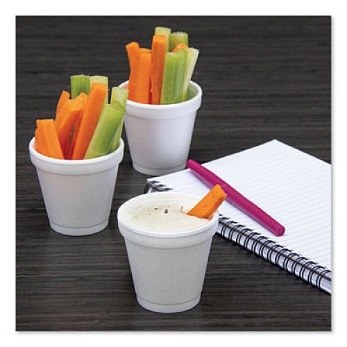 Dart Foam Drink Cups, 4 oz, White, 50/Bag, 20 Bags/Carton (4J4)