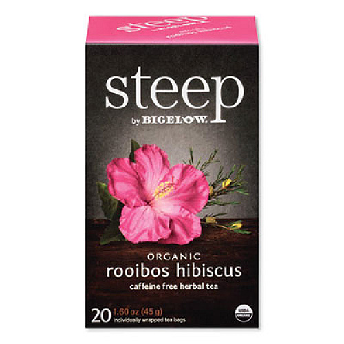 Bigelow STEEP TEA, ROOIBOS HIBISCUS HERBAL TEA, 0.08 OZ TEA BAG, 20/BOX (2072094)