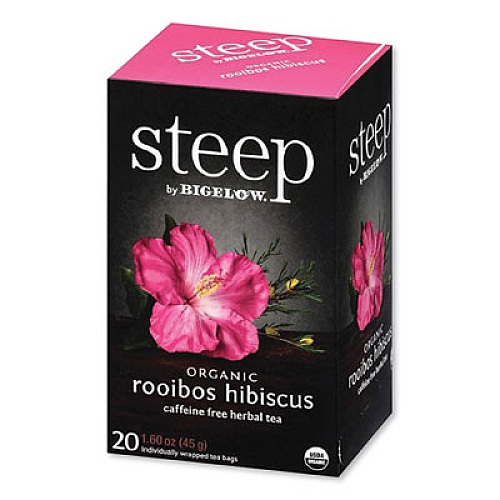 Bigelow STEEP TEA, ROOIBOS HIBISCUS HERBAL TEA, 0.08 OZ TEA BAG, 20/BOX (2072094)