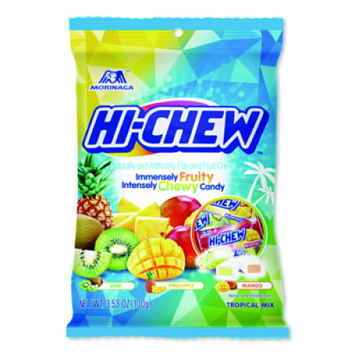 Hi-Chew Fruit Chews, Tropical, Peg Bag 3.53 oz, 6/Carton (00434)