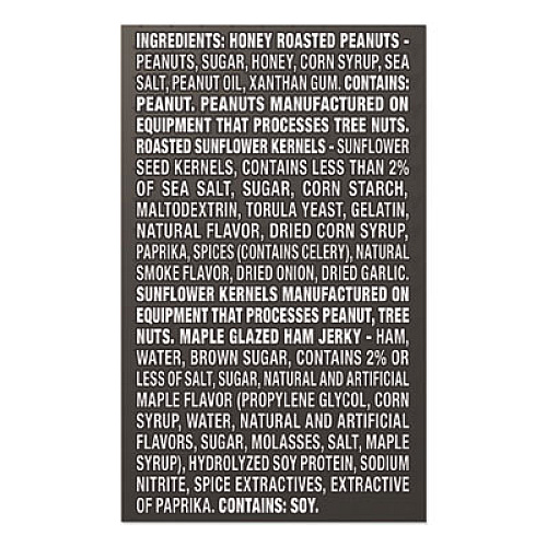 P3 PORTABLE PROTEIN PACK WITH PLANTERS PEANUTS, HONEY ROASTED PEANUTS/MAPLE HAM JERKY/SUNFLOWER KERNELS, 3/PACK (2830803)