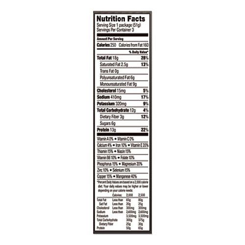 P3 PORTABLE PROTEIN PACK WITH PLANTERS PEANUTS, HONEY ROASTED PEANUTS/MAPLE HAM JERKY/SUNFLOWER KERNELS, 3/PACK (2830803)