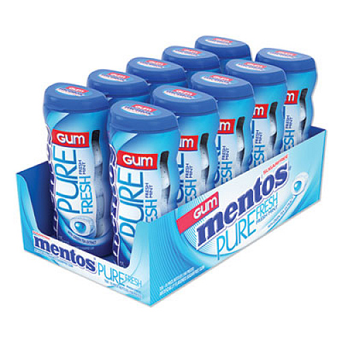 Mentos PURE FRESH SUGAR-FREE GUM, MINT, 15 PIECES/PACK, 10 PACKS/BOX (2051022)