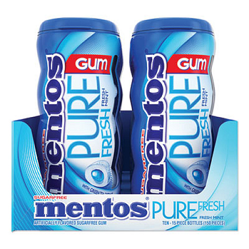 Mentos PURE FRESH SUGAR-FREE GUM, MINT, 15 PIECES/PACK, 10 PACKS/BOX (2051022)
