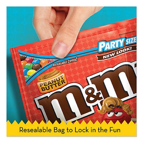 M & M's Chocolate Candies, Peanut Butter, 38 oz Resealable Bag (55085)