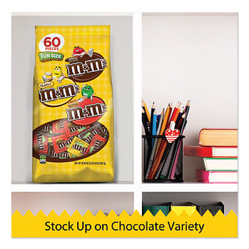 M & M's CHOCOLATE CANDIES, MILK CHOCOLATE/PEANUT/PEANUT BUTTER, INDIVIDUALLY WRAPPED, 32.9 OZ BAG (1686957)
