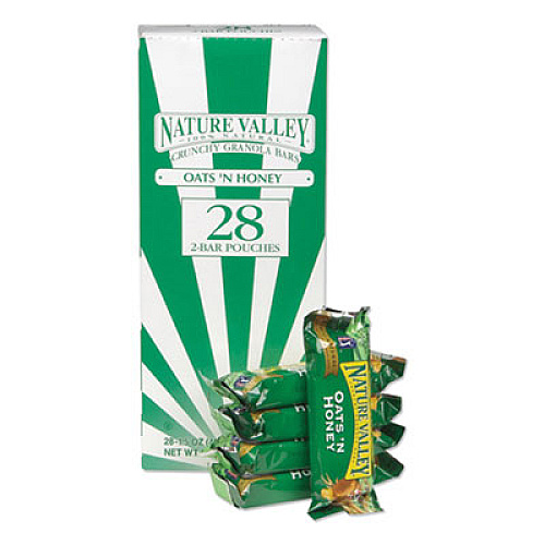 Nature Valley GRANOLA BARS, CRUNCHY OATS AND HONEY, 1.5 OZ POUCH, 28/BOX (618557)
