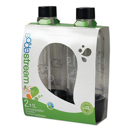 SodaStream CARBONATING BOTTLE TWIN PACK, PLASTIC, 33 OZ, BLACK/CLEAR (358249)