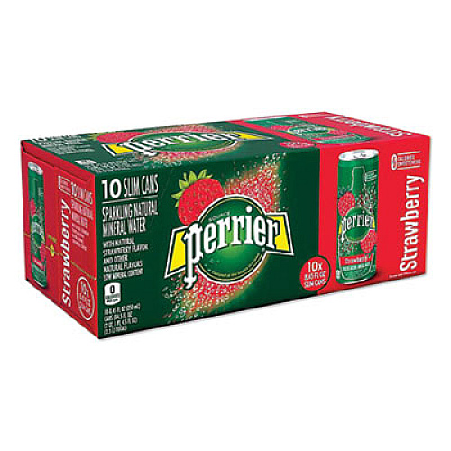 Perrier SPARKLING NATURAL MINERAL WATER, STRAWBERRY, 8.45 OZ CAN, 10 CANS/PACK (2618607)