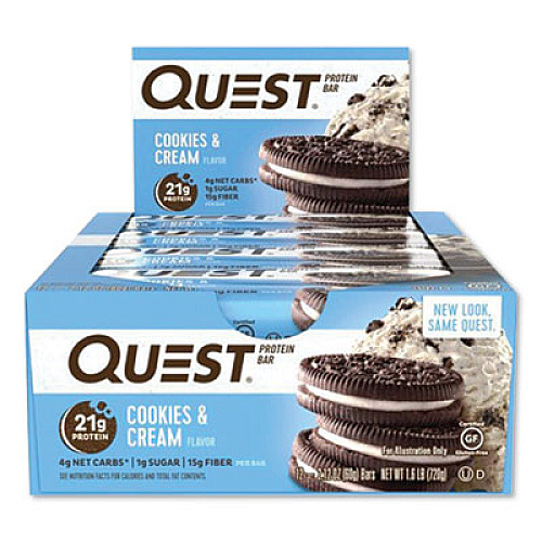 Quest PROTEIN BARS, COOKIES AND CREAM, 2.12 OZ BAR, 12 BARS/BOX (2416979)