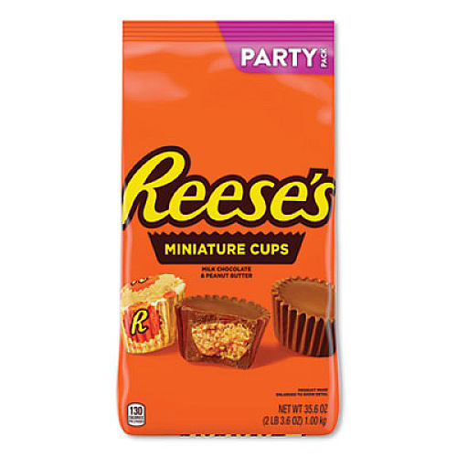 Reese's PEANUT BUTTER CUPS MINIATURES PARTY PACK, MILK CHOCOLATE, 35.6 OZ BAG (2411696)