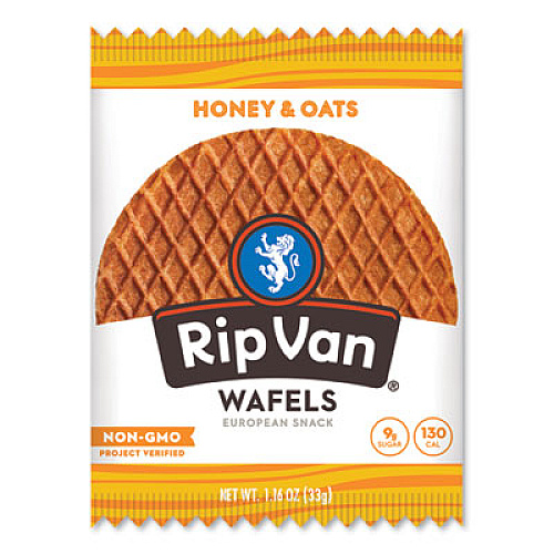 Rip Van Wafels - Single Serve, Honey and Oats, 1.16 oz Pack, 12/Box (00336)