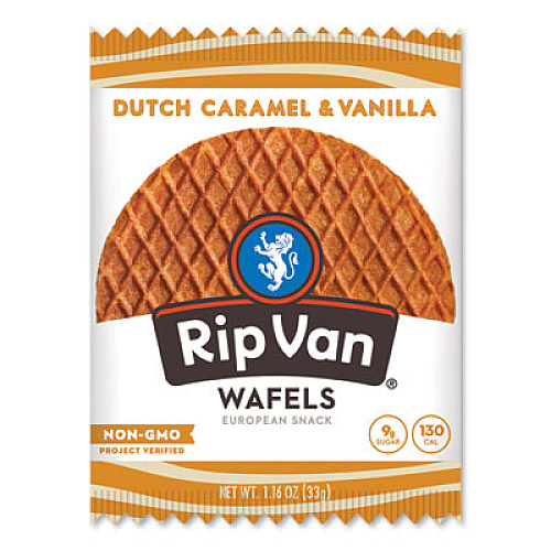 Rip Van Wafels - Single Serve, Dutch Caramel and Vanilla, 1.16 oz Pack, 12/Box (00334)