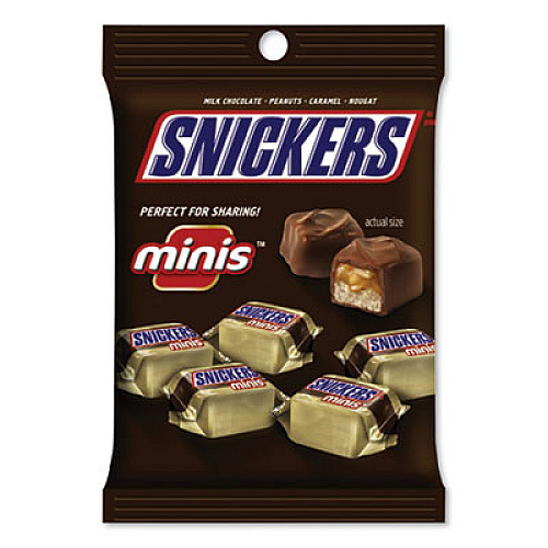 Snickers MINIS SIZE CHOCOLATE BARS, MILK CHOCOLATE, 4.4 OZ PACK, 12 PACKS/CARTON (903939)