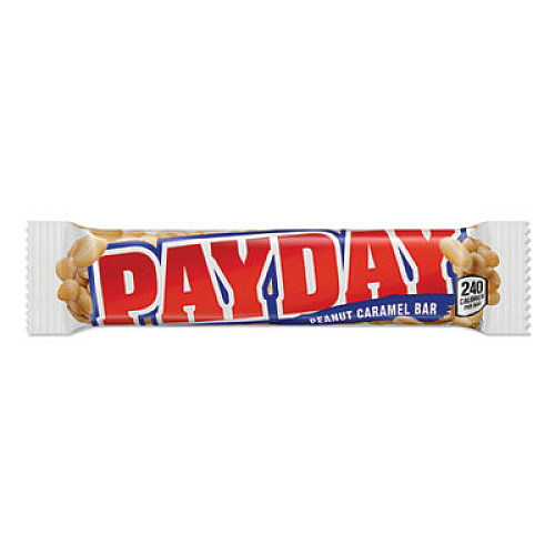 PAYDAY CHEWY CANDY BARS, PEANUT CARAMEL, 1.85 OZ, 24/BOX (897909)