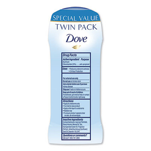Dove INVISIBLE SOLID ANTIPERSPIRANT DEODORANT, ORIGINAL SCENT, 2.6 OZ, 2/PARK (51910PK)