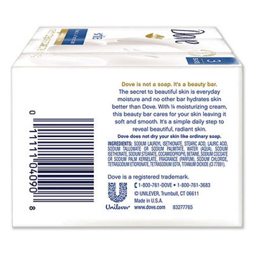 Dove White Beauty Bar, Light Scent, 3.17 oz, 12/Carton (04090CT)
