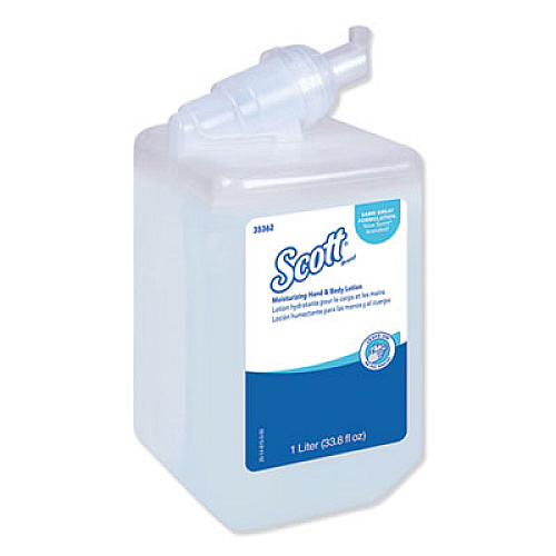 Scott Moisturizing Hand and Body Lotion, 1 L Bottle, Fresh Scent, 6/Carton (35362CT)