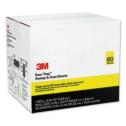 3M Easy Trap Duster, 8" x 30 ft, White, 60 Sheets/Box, 8 Boxes/Carton (59152WCT)