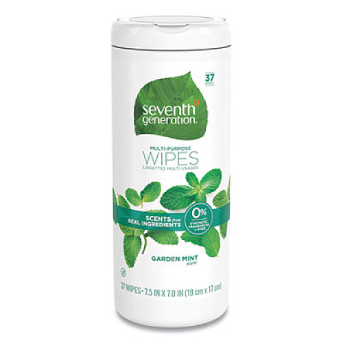 Seventh Generation MULTI PURPOSE WIPES, 7" X 7.5", GARDEN MINT, WHITE, 37 WIPES/CANISTER, 3 CANISTERS/PACK, 4 PACKS/CARTON (44689CT)