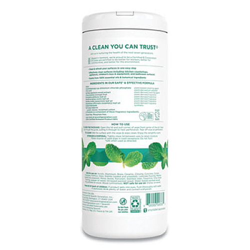 Seventh Generation MULTI PURPOSE WIPES, 7" X 7.5", GARDEN MINT, WHITE, 37 WIPES/CANISTER, 3 CANISTERS/PACK, 4 PACKS/CARTON (44689CT)