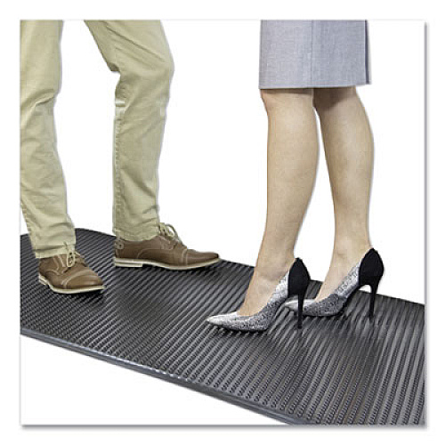 ES Robbins Feel Good Anti-Fatigue Floor Mat, Continuous Runner, 35 x 120, PVC, Black (184545)