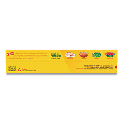 Glad Cling Wrap Plastic Wrap, 300 Square Foot Roll, Clear, 12/carton (00022)