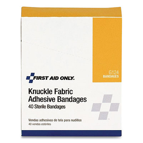 First Aid Only Fabric Bandages, Four-Wing Knuckle, 2.5 x 3.25, 40/Box (G124)
