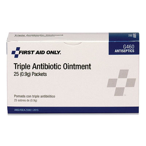 First Aid Only Triple Antibiotic Ointment, 0.03 oz Packet, 25/Box (G460)