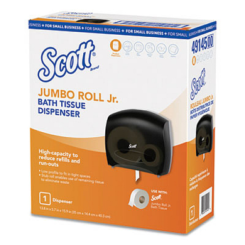 Kimberly-Clark Professional* JRT JR. ESCORT JUMBO ROLL BATH TISSUE DISPENSER, 16" X 5.75" X 13.88", BLACK (49145)