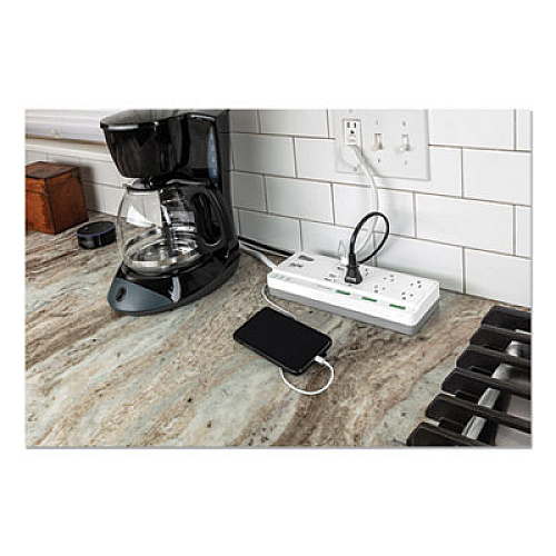 APC Home Office SurgeArrest Power Surge Protector, 6 AC Outlets, 4 USB Ports, 6 ft Cord, 2160 J, White (PH6U4X32W)