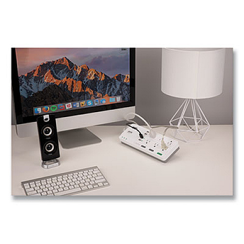 APC Home Office SurgeArrest Power Surge Protector, 6 AC Outlets, 4 USB Ports, 6 ft Cord, 2160 J, White (PH6U4X32W)