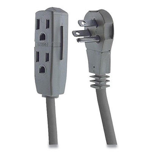 GE Three Outlet Power Strip, 15 ft Cord, Gray (43018)