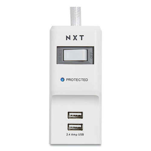 NXT Technologies Surge Protector, 6 AC Outlets, 2 USB Ports, 6 ft Cord, 900 J, White (24324339)