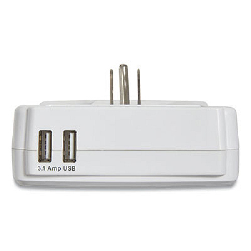 NXT Technologies Wall-Mount Surge Protector, 6 AC Outlets, 2 USB Ports, 900 J, White (24324340)