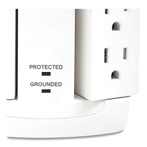 NXT Technologies Wall-Mount Surge Protector, 6 AC Outlets, 2 USB Ports, 900 J, White (24324340)
